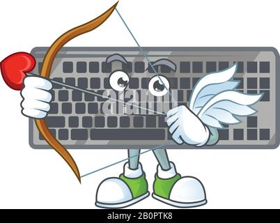 Eine schöne schwarze Tastatur mit Pfeil und Flügeln Stock Vektor