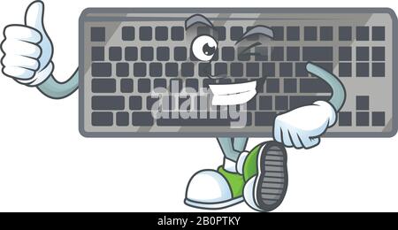Ein Maskottchen-Symbol der schwarzen Tastatur, das die Daumen nach oben drückt Stock Vektor