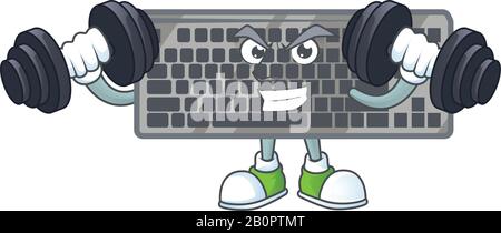 Schwarzes Maskottchen-Symbol für Fitnessübungen mit Barbells Stock Vektor