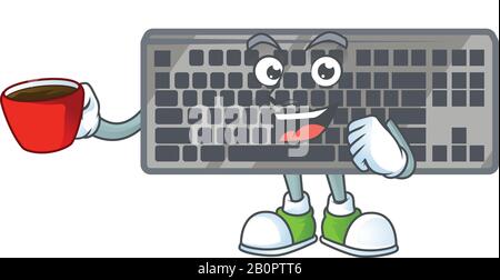 Coole schwarze Cartoon-Figur mit einer Tasse Kaffee Stock Vektor