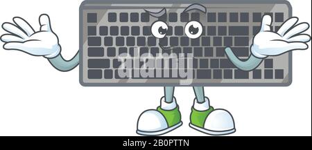 Ein komischer Grinsender schwarzer Cartoon-Stil mit schwarzer Tastatur Stock Vektor