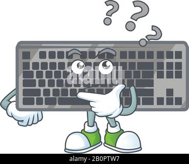 Schwarze Tastatur Cartoon Maskottchen Stil in einer verwirrten Geste Stock Vektor