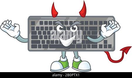 Ein grausames, Teufelskarossin, schwarzes Tastatur-Cartoon-Charakterdesign Stock Vektor