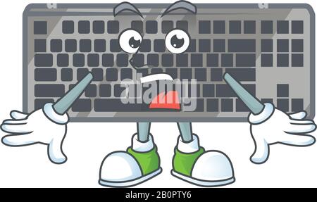 Cartoon-Charakter-Design der schwarzen Tastatur mit einer überraschenden Geste Stock Vektor