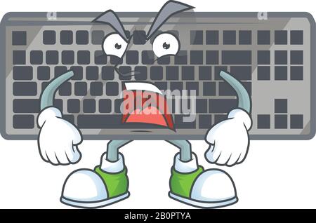 Schwarze Tastatur Cartoon-Charakter-Design mit wütenden Gesicht Stock Vektor