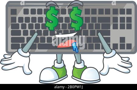 Cartoon-Charakter-Stil der schwarzen Tastatur mit Money Eye Stock Vektor
