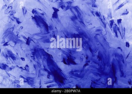Hintergrund im Grunge-Stil. Blaue Farbtextur der Pinselstriche an der Wand, Leinwand. Stockfoto