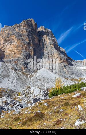 An der östlichen Seite des Paternkofel-Gebirges, der Dolden, in Südtirol Stockfoto