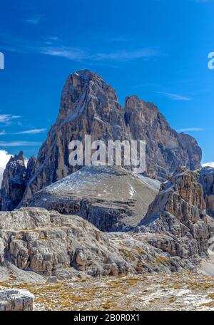 Paternkofel Berg-Nordwand, Dolden, Südtirol Stockfoto