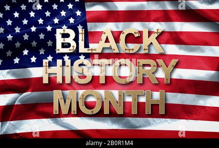 Black History Month (afro-amerikanischer Geschichtsmonat) Hintergrunddesign für Feier und Anerkennung im Februar. Stockfoto