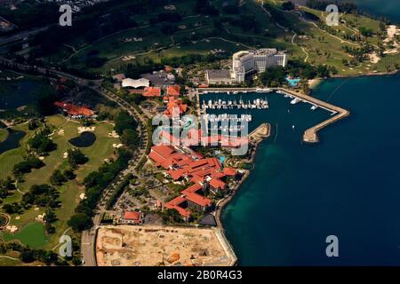 Luftbild Sutera Harbour Marina, Kota Kinabalu, Sabah, Borneo, Malaysia Stockfoto