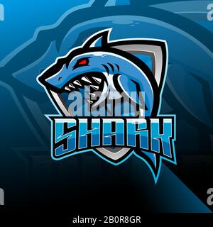 Shark esport Maskottchen Logo Design Stock Vektor