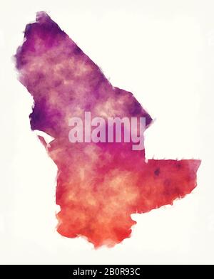 Mary Region Aquarellkarte von Turkmenistan Stockfoto