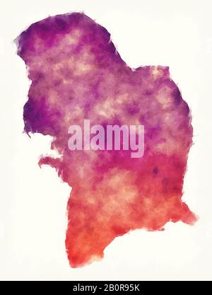 Aquarellkarte der Balkanregion von Turkmenistan Stockfoto