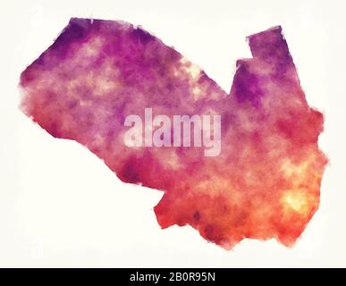 Ashgabat Region Aquarellkarte von Turkmenistan Stockfoto