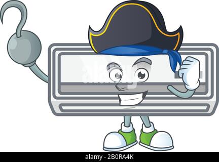 Ruhiges, einhändig verdecktes Mascot Design der Piraten-Klimaanlage mit Hut Stock Vektor