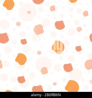 Meeresschalen auf Sand nahtloses Vektormuster. Handgezeichnete Linienart. Monochrome verstreute Muschel-Wiederholung auf Ozeanblasenhintergrund. Aquatic Illustration All Stock Vektor