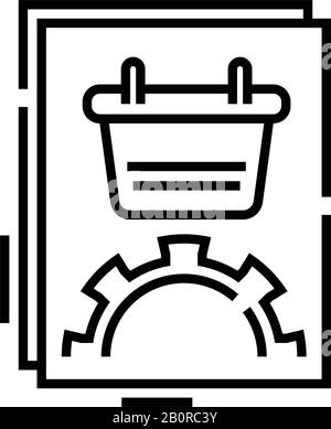 Strichsymbol für Korbeinstellungen, Konzeptzeichen, Vektorgrafiken umreißen, lineares Symbol. Stock Vektor