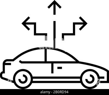 Symbol für automatische Navigationslinie, Konzeptzeichen, Konturvektorabbildung, lineares Symbol. Stock Vektor