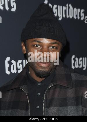 Los Angeles, Kalifornien, USA. Februar 2020. Derek Luke kommt am Donnerstag, den 20. Februar 2020, zum 50-Jährigen Jubiläum des EASYRIDERS Magazine im Haus Der Maschinen in Los Angeles, CA. (Foto Von Sthanlee B. Mirador/Sipa USA) Kredit: SIPA USA/Alamy Live News Stockfoto