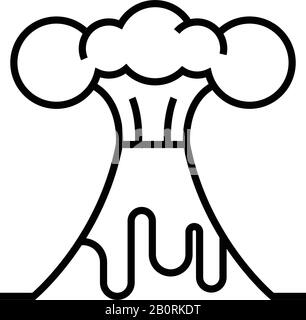 Active Volcano Line Icon, Concept Sign, Outline Vector Illustration, Linear Symbol. Stock Vektor