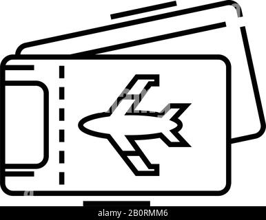 Liniensymbol Aero Tickets, Konzeptschild, Vektorgrafiken umreißen, lineares Symbol. Stock Vektor