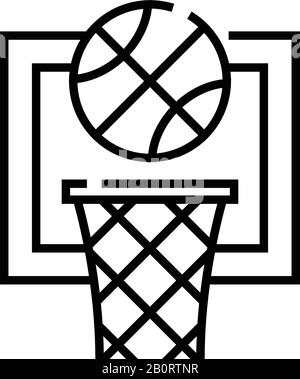 Symbol für Basketballspielzeile, Konzeptschild, Outline-Vektor-Darstellung, lineares Symbol. Stock Vektor