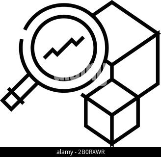 Blöcke Suchzeilensymbol, Konzeptzeichen, Konturvektorabbildung, lineares Symbol. Stock Vektor