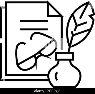 Autorenlinie Symbol, Konzeptzeichen, Konturvektorabbildung, lineares Symbol. Stock Vektor