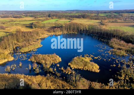 Moorteich von Panten, Naturschutzgebiet Pantener Moorweiher, Luftbild, Deutschland, Schleswig-Holstein Stockfoto
