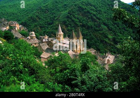 Conques, die schönsten Dörfer Frankreichs, das Departement Aveyron, Occitanie, Frankreich Stockfoto