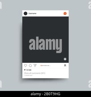 Von instagram inspirierter Fotorahmen für die Internetnutzung von Freunden. Vektorvorlage. Abbildung: Leere Webfoto-Karte Stock Vektor