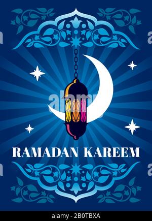 Ramadan Kareem Celebration Vektor arabischer Hintergrund mit Kalligraphie und Moschee. Religion Banner islam, Illustration arabischer Bannfeiertag Stock Vektor