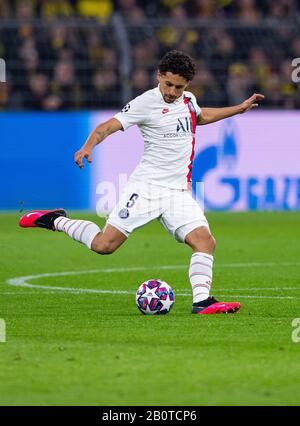 Dortmund, Deutschland. Februar 2020. Fußball: Champions League, Borussia Dortmund - Paris Saint-Germain, K.O.-Runden, Letzte sechzehn, erste Beine. Marquinhos von Paris auf den Ball. Credit: Guido Kirchner / dpa / Alamy Live News Stockfoto