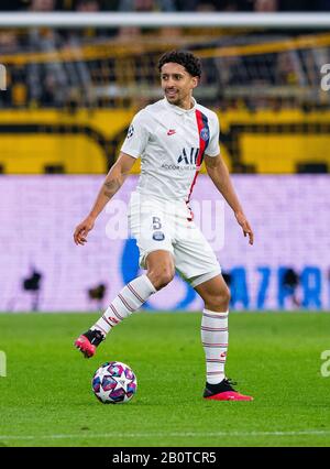 Dortmund, Deutschland. Februar 2020. Fußball: Champions League, Borussia Dortmund - Paris Saint-Germain, K.O.-Runden, Letzte sechzehn, erste Beine. Marquinhos von Paris auf den Ball. Credit: Guido Kirchner / dpa / Alamy Live News Stockfoto