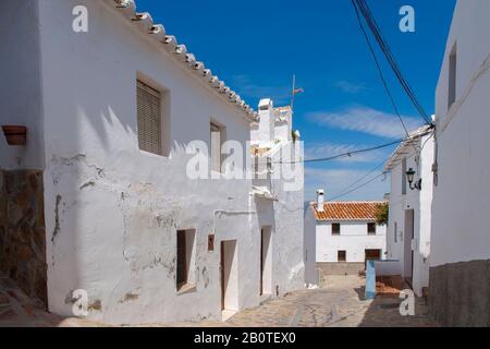 Straße in der Gemeinde Comares in der Provinz Málaga, Andalusien Stockfoto