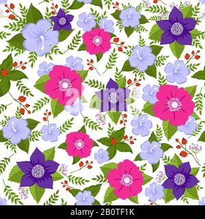 Abstrakter Blumenvektor nahtloser Hintergrund. Sommerliches Blumenmuster. Sommerliche Tapete mit Blumenmuster, Illustration einer nahtlosen Pattenblüte Stock Vektor