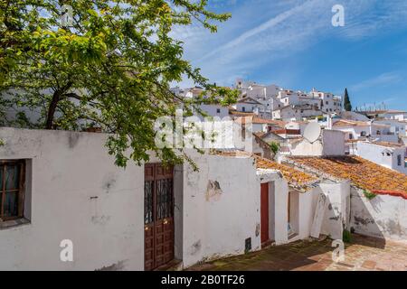 Straße in der Gemeinde Comares in der Provinz Málaga, Andalusien Stockfoto