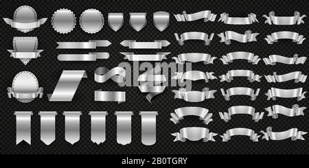 Silber- und Stahlbänder, Vektor-Set mit Metallhüllen. Abbildung: Silbernes Band aus Stahl Stock Vektor