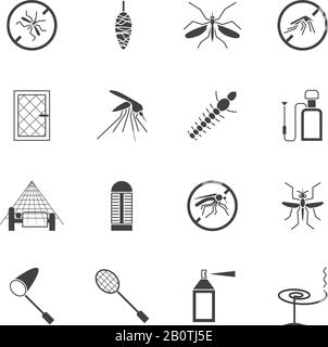 Vektorsymbole zum verhindern und Steuern von Mosquito. Mückensymbolabbildung verbieten Stock Vektor