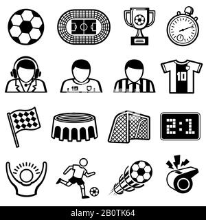 Vektorsymbole für Fußballsportarten. Symbole der Fußballmannschaft. Abbildung der Fußball- und Wettkampfmannschaft Stock Vektor