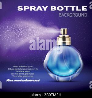 Deodorantflasche mit durchscheinendem Sprühnebel. Hintergrund für Produktwerbung. Parfümpackung mit Duft Illustration Stock Vektor