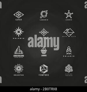 Vector minimales geometrisches Logo auf der Tafel. Abbildung der abstrakten Symbole Stock Vektor