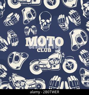 Moto Club grunge Vintage Hintergrund. Motorrad und Helm. Vektorgrafiken Stock Vektor