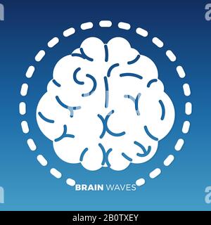 Weißes Hirn-Ikone-Design vor farbenfroher Kulisse. Idea Brain Symbol, Vektordarstellung Stock Vektor