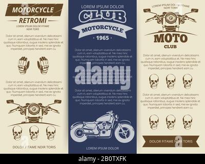 Moto Club Vintage Broschüre oder Banner Vorlage. Vektorgrafiken festlegen Stock Vektor