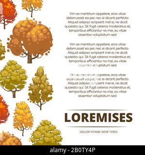 Herbst-Hintergrundplakat mit bunten Bäumen. Banner mit Baum. Vektorgrafiken Stock Vektor