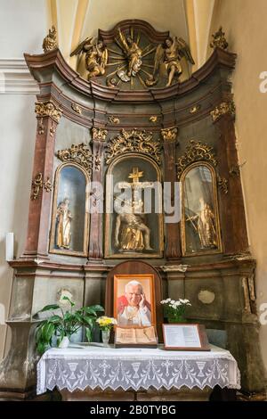 Papst Johannes Paul II. In der Kirche des heiligen Josef in Presov, Slowakei Stockfoto