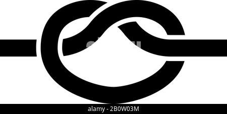 Knotenschnur Knotenschnur Konzept Schlinge Symbol schwarz Farbe Vektor Illustration flaches Design einfaches Bild Stock Vektor