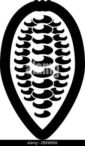 Cacao bob Beans Cocoa Fruit Chocolate Seeds Icon Black Color Vector Illustration flaches, einfaches Bild Stock Vektor